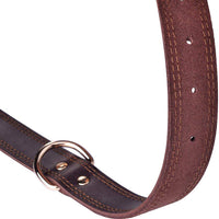 HKM-5687357 Cowhide Dog Collar in Black and Light Brown - Available in Sizes S, M, L (38-65cm)