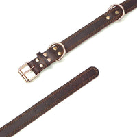 HKM-5687357 Cowhide Dog Collar in Black and Light Brown - Available in Sizes S, M, L (38-65cm)