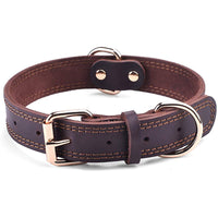 HKM-5687357 Cowhide Dog Collar in Black and Light Brown - Available in Sizes S, M, L (38-65cm)