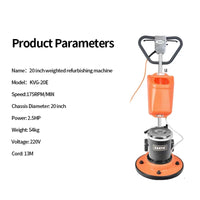 HKM-568787 20 Inch Floor Scrubber with 2.5HP Motor for Waxing, Polishing, and Cleaning Tasks