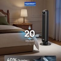 HKM-5688659 Tower Fan, 28ft/s High Velocity, 20dB Ultra Quiet, 8 Speeds, 4 Modes, 90° Oscillation, Bladeless, Remote Control, Black
