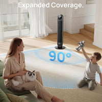 HKM-5688659 Tower Fan, 28ft/s High Velocity, 20dB Ultra Quiet, 8 Speeds, 4 Modes, 90° Oscillation, Bladeless, Remote Control, Black