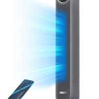 HKM-5688659 Tower Fan, 28ft/s High Velocity, 20dB Ultra Quiet, 8 Speeds, 4 Modes, 90° Oscillation, Bladeless, Remote Control, Black