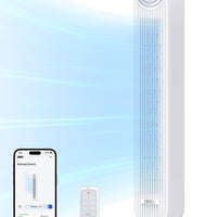 HKM-5688659 Tower Fan, 28ft/s High Velocity, 20dB Ultra Quiet, 8 Speeds, 4 Modes, 90° Oscillation, Bladeless, Remote Control, Black