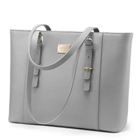 HKM-568915 Large Leather Laptop Tote Bag for Women - Casual Office Briefcase with Shoulder Strap
