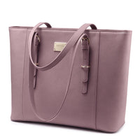HKM-568915 Large Leather Laptop Tote Bag for Women - Casual Office Briefcase with Shoulder Strap