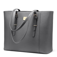 HKM-568915 Large Leather Laptop Tote Bag for Women - Casual Office Briefcase with Shoulder Strap