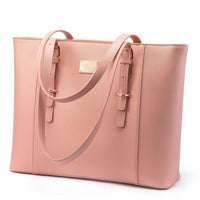 HKM-568915 Large Leather Laptop Tote Bag for Women - Casual Office Briefcase with Shoulder Strap