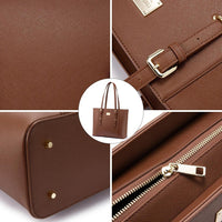 HKM-568915 Large Leather Laptop Tote Bag for Women - Casual Office Briefcase with Shoulder Strap