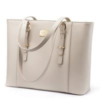 HKM-568915 Large Leather Laptop Tote Bag for Women - Casual Office Briefcase with Shoulder Strap