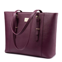 HKM-568915 Large Leather Laptop Tote Bag for Women - Casual Office Briefcase with Shoulder Strap
