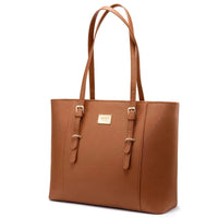 HKM-568915 Large Leather Laptop Tote Bag for Women - Casual Office Briefcase with Shoulder Strap