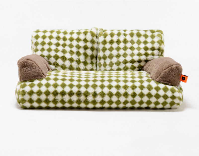 HKM-5689405 Warm Removable Washable Cat Litter Bed - Retro Diamond Design, Cloth Material, 66x37x33cm