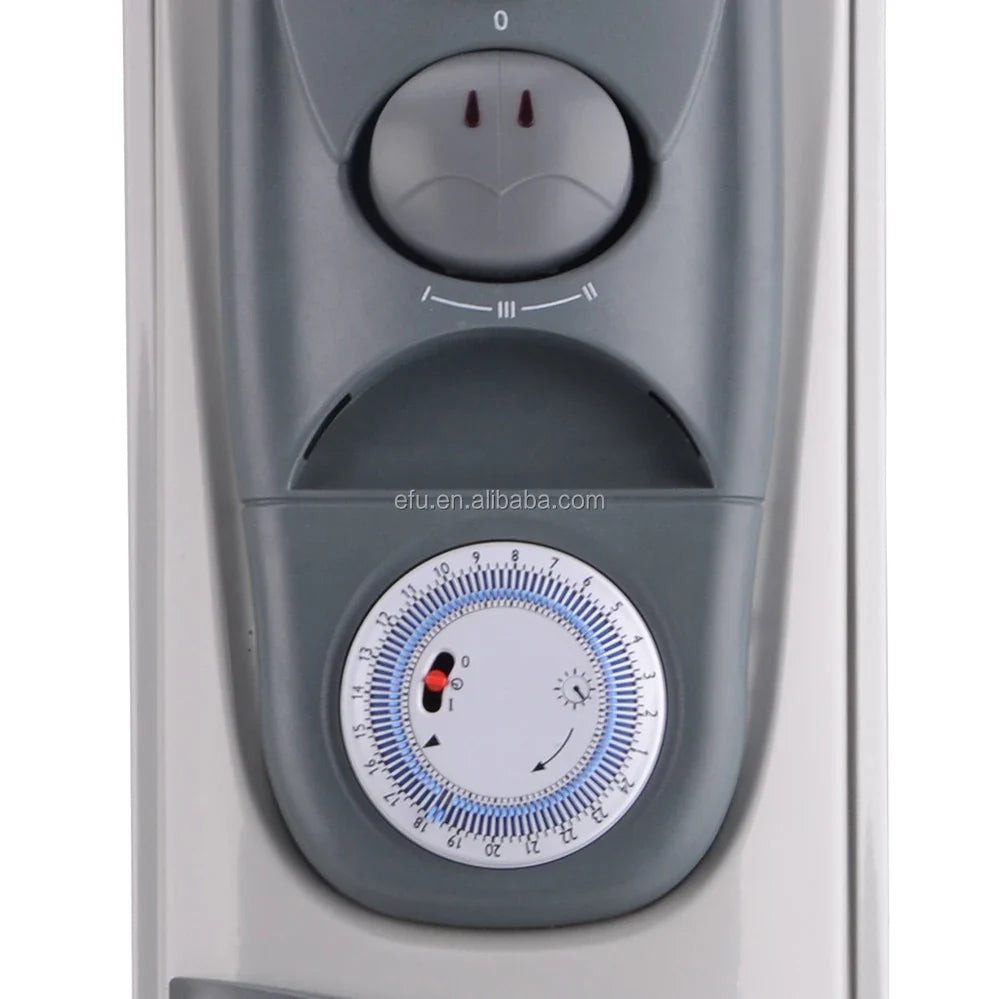 HKM-568979 Adjustable Oil-Filled Radiator Heater with Thermostat and Safety Features - 500W/1000W/1500W Options, Indoor Use