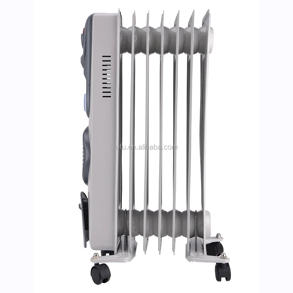 HKM-568979 Adjustable Oil-Filled Radiator Heater with Thermostat and Safety Features - 500W/1000W/1500W Options, Indoor Use