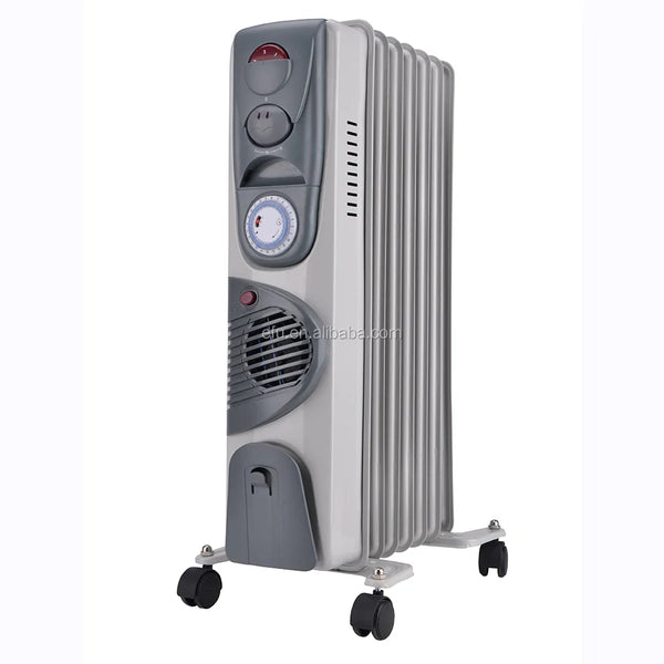 HKM-568979 Adjustable Oil-Filled Radiator Heater with Thermostat and Safety Features - 500W/1000W/1500W Options, Indoor Use