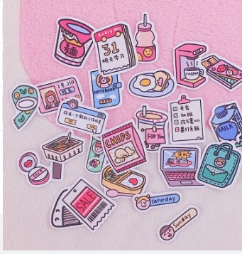 HKM-568979 Kawaii Girl Stickers Set - 24 Waterproof Removable Adhesive Stickers (4-4.5cm)