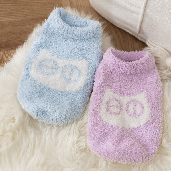 HKM-5689917 Cozy Pet Sweater with Owl Design, Warm Pullover for Cats and Small Dogs