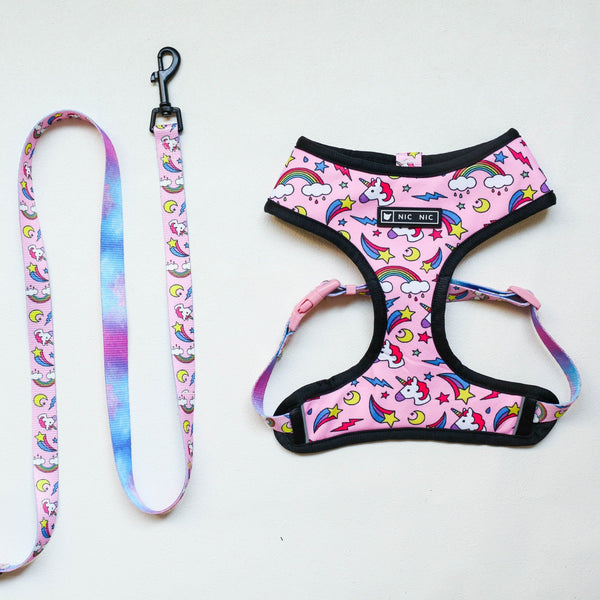 HKM-5690429 Breathable Mesh Chest Strap with Traction Rope for Pets - Unicorn Design