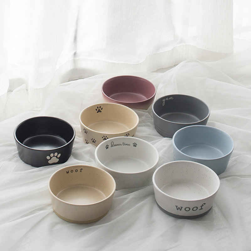 HKM-5691325 Slightly Flawed Ceramic Cat Bowl - Various Color Options Available