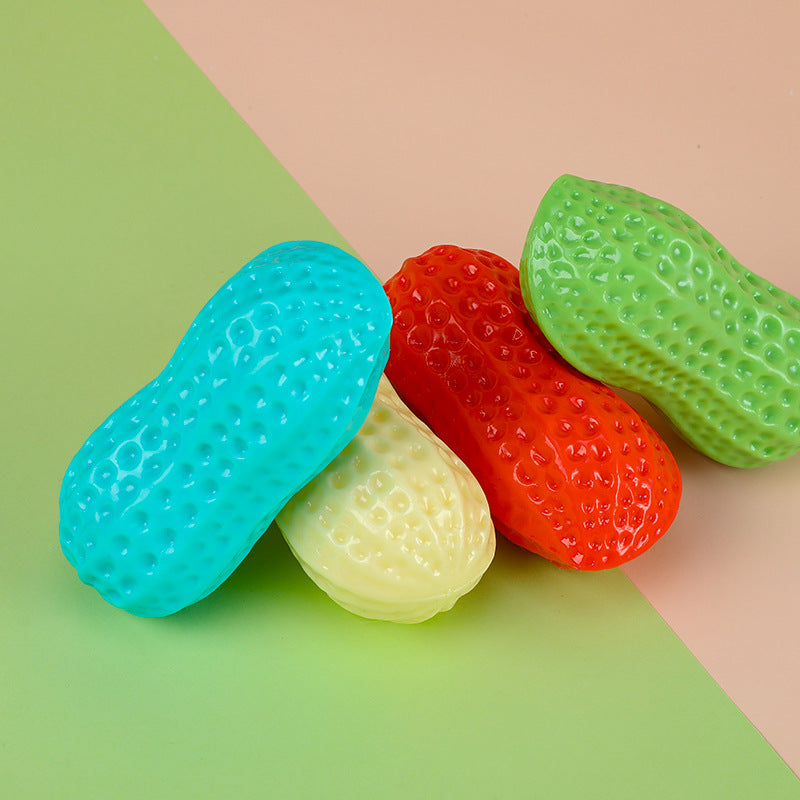 HKM-5691965 Durable TPR Peanut Dog Toy with Sound - Bite Resistant, Multi-Color Options