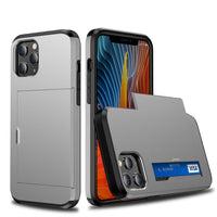 HKM-569235 Card Slot TPU+PC Anti-Drop Phone Case for iPhone 12 - Multiple Colors Available