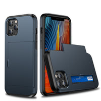 HKM-569235 Card Slot TPU+PC Anti-Drop Phone Case for iPhone 12 - Multiple Colors Available