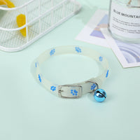 HKM-5693117 Fluorescent Silicone Cat Collar with Luminous Paw Prints in Multiple Colors
