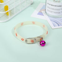 HKM-5693117 Fluorescent Silicone Cat Collar with Luminous Paw Prints in Multiple Colors