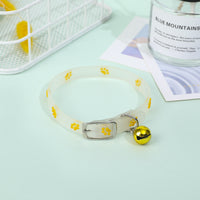 HKM-5693117 Fluorescent Silicone Cat Collar with Luminous Paw Prints in Multiple Colors