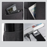 HKM-569427 Stylish Lightweight Laptop Backpack with USB Charging Port and Mezzanine Design for Outdoor and Business Use