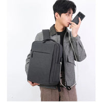 HKM-569427 Stylish Lightweight Laptop Backpack with USB Charging Port and Mezzanine Design for Outdoor and Business Use
