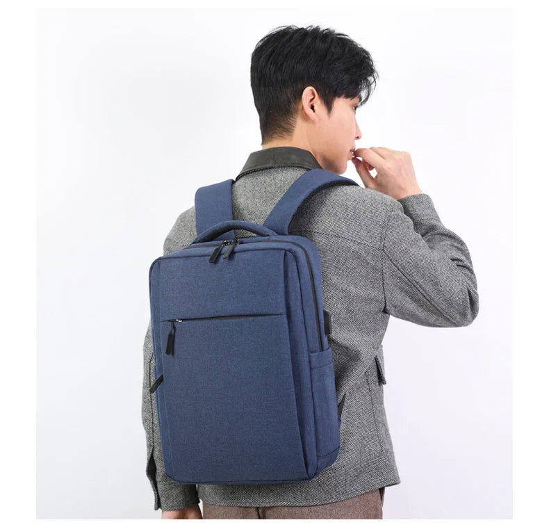 HKM-569427 Stylish Lightweight Laptop Backpack with USB Charging Port and Mezzanine Design for Outdoor and Business Use