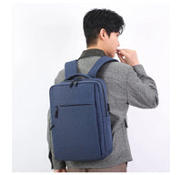 HKM-569427 Stylish Lightweight Laptop Backpack with USB Charging Port and Mezzanine Design for Outdoor and Business Use