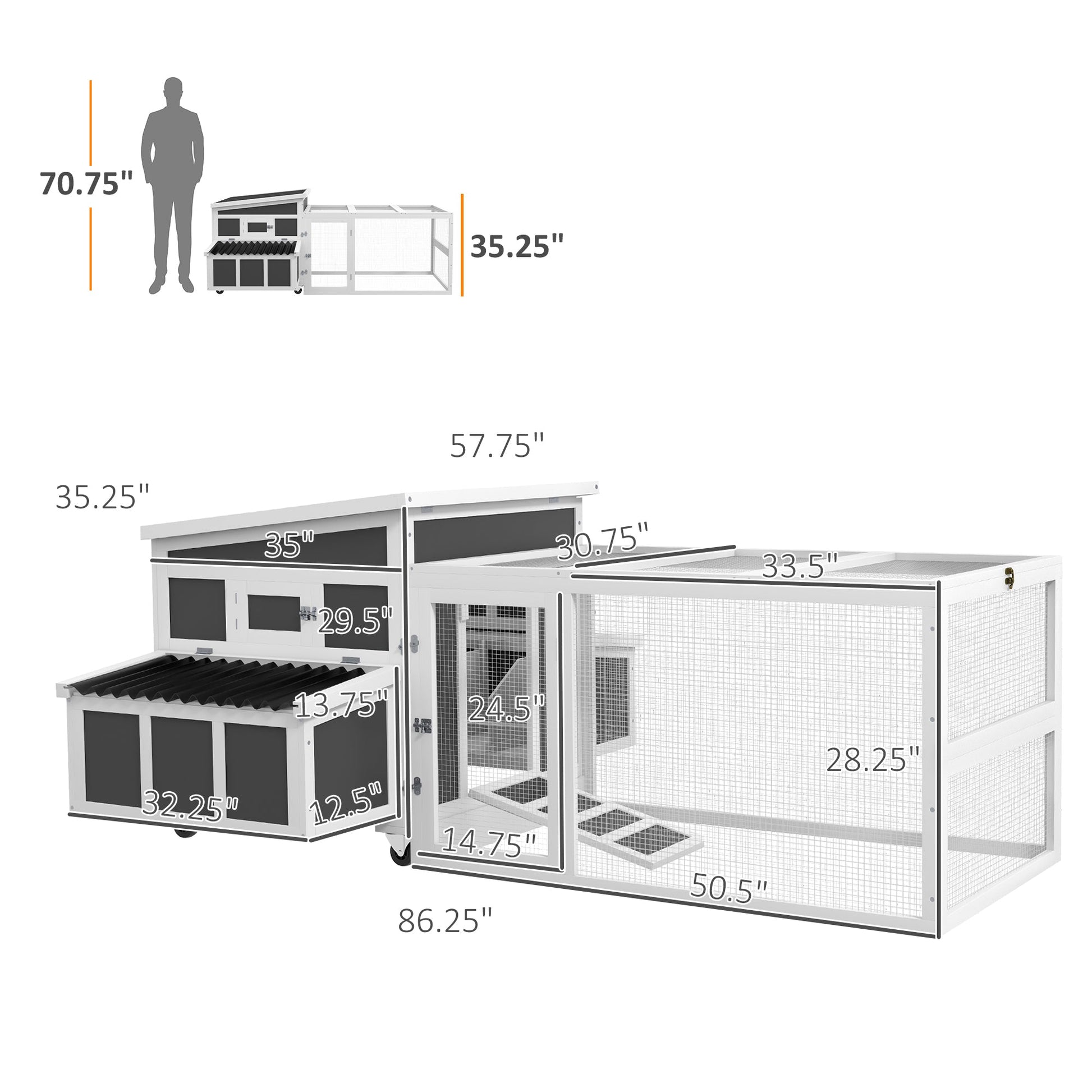 HKM-5694781 Spacious Chicken Coop with Nesting Box for Up to 6 Chickens