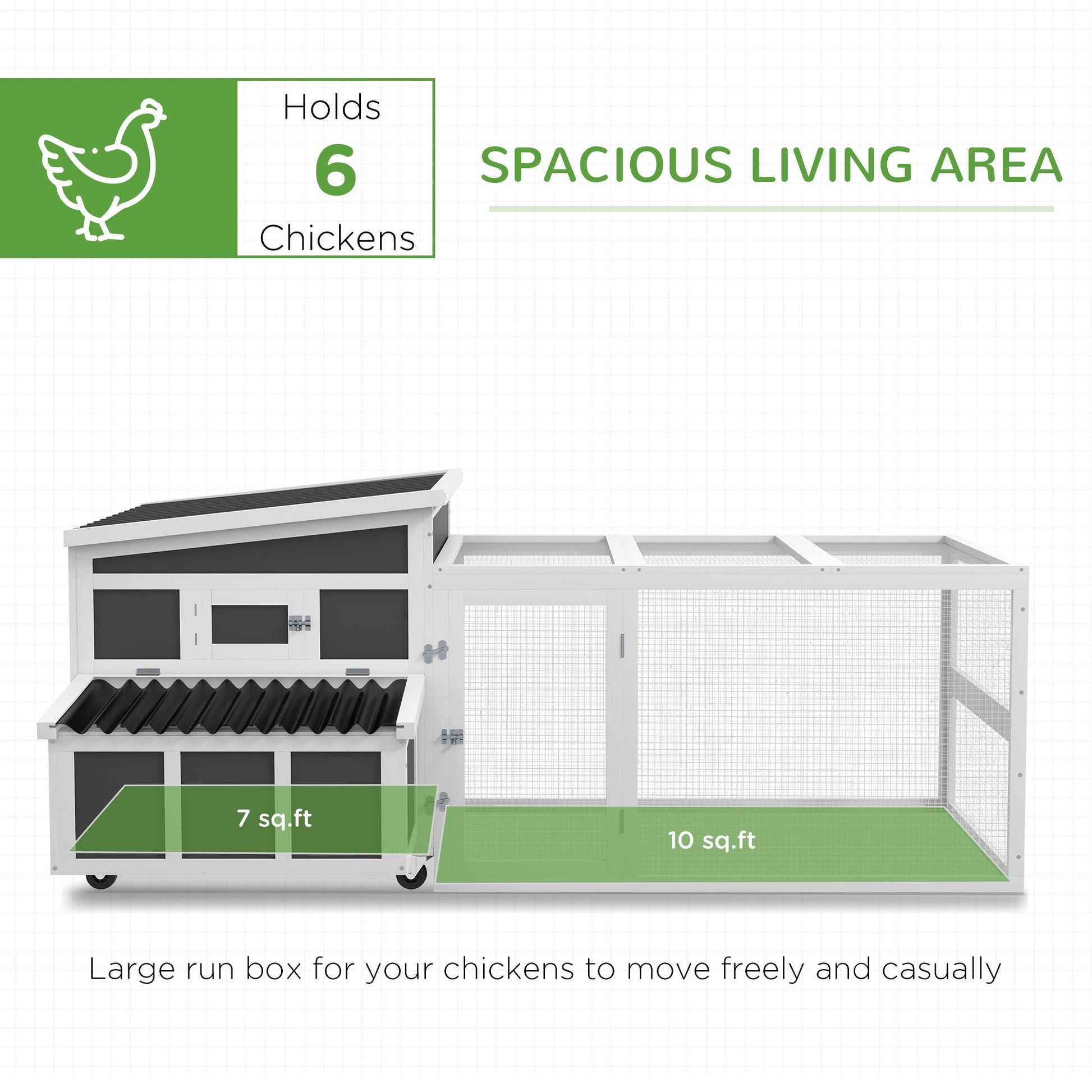 HKM-5694781 Spacious Chicken Coop with Nesting Box for Up to 6 Chickens