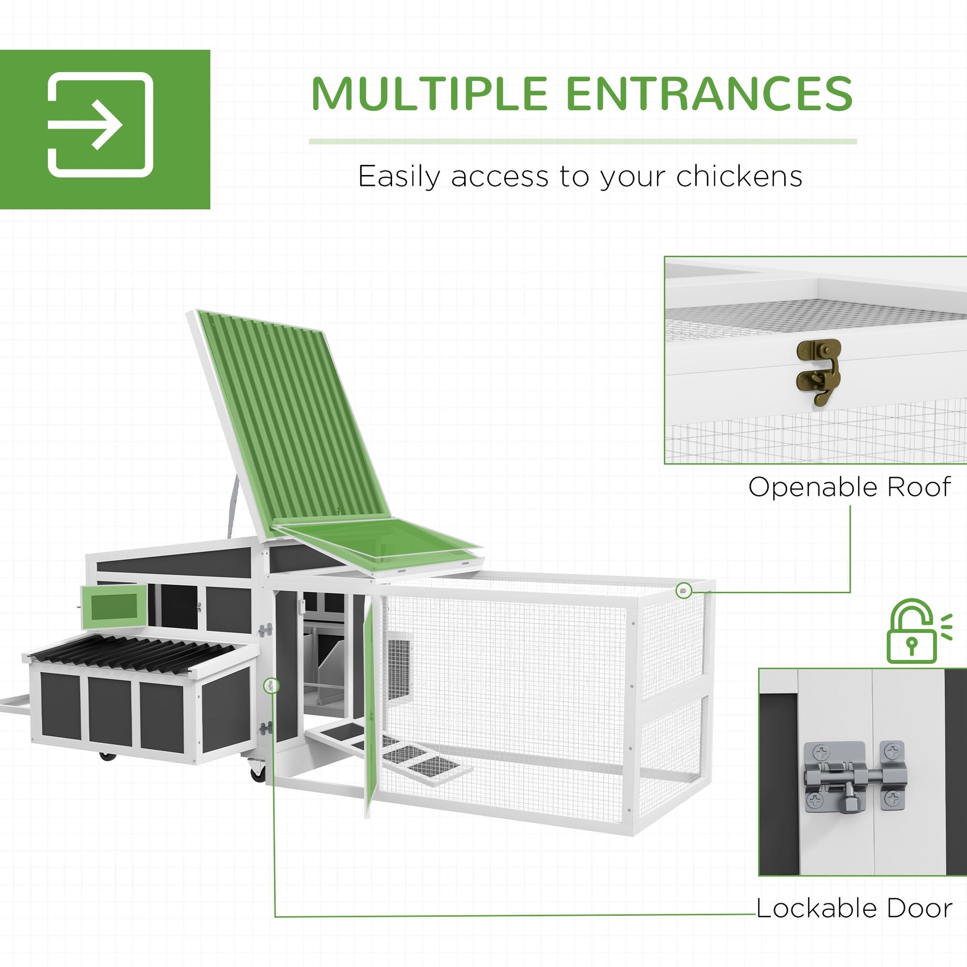 HKM-5694781 Spacious Chicken Coop with Nesting Box for Up to 6 Chickens