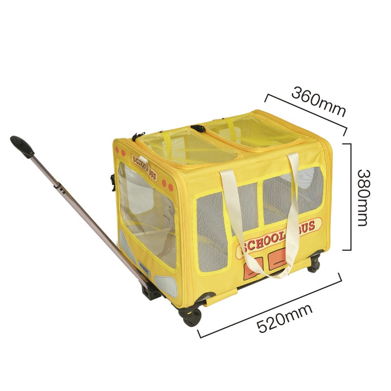 HKM-5695165 Campus Bus Pet Travel Bag for Cats and Small Dogs - Durable Oxford Fabric, Telescopic Rod, Multi-Pet Family Friendly