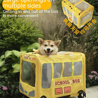 HKM-5695165 Campus Bus Pet Travel Bag for Cats and Small Dogs - Durable Oxford Fabric, Telescopic Rod, Multi-Pet Family Friendly