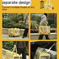 HKM-5695165 Campus Bus Pet Travel Bag for Cats and Small Dogs - Durable Oxford Fabric, Telescopic Rod, Multi-Pet Family Friendly