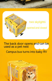 HKM-5695165 Campus Bus Pet Travel Bag for Cats and Small Dogs - Durable Oxford Fabric, Telescopic Rod, Multi-Pet Family Friendly