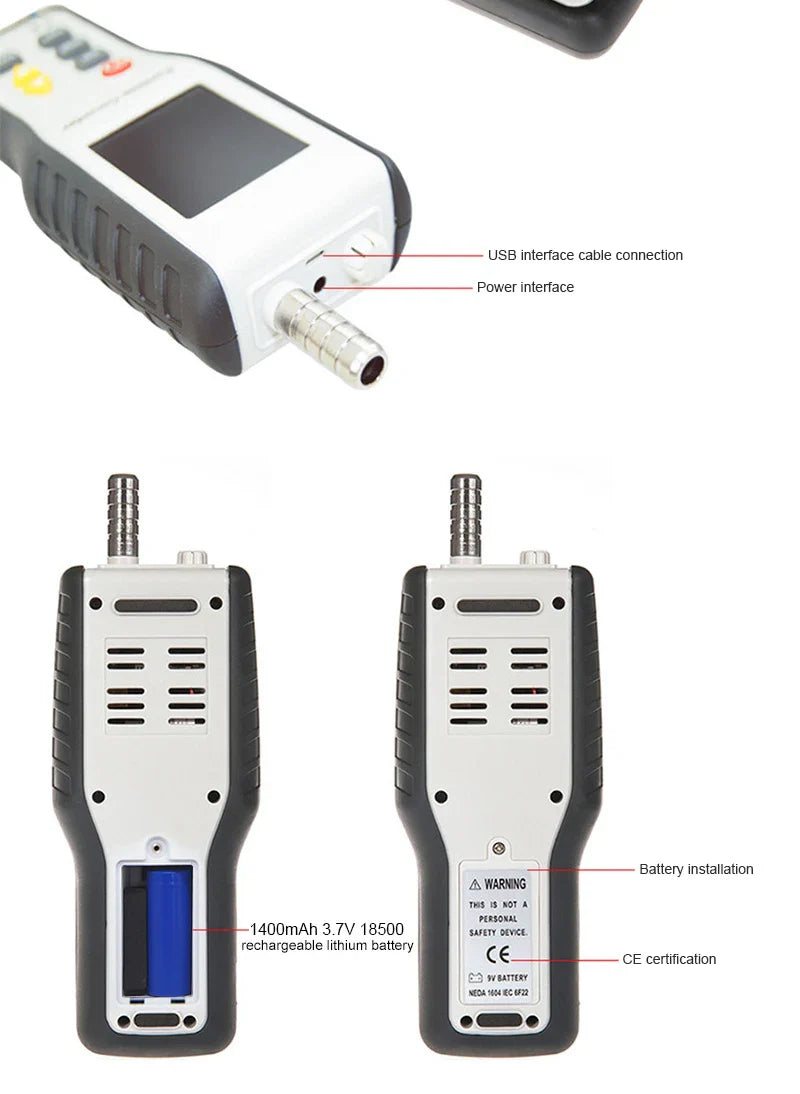 HKM-569555 High Sensitivity PM2.5 Air Quality Monitor - Handheld Dust Particle Counter with Temperature and Humidity Measurement