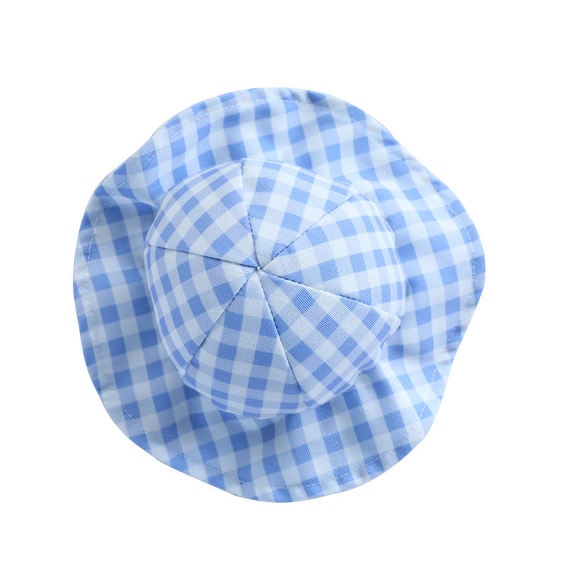 HKM-5695933 Fashionable Pet Sun Hat in Plaid Design - Casual Polyester for Small to Medium Dogs