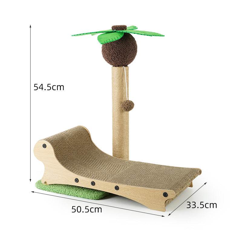 HKM-5696189 Multifunctional Wooden Cat Beach Chair with Scratch Board and Chamfered Design