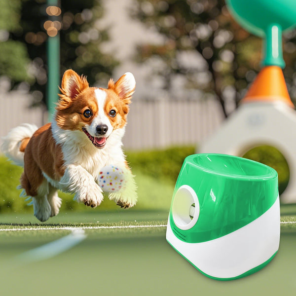 HKM-5696573 Interactive Outdoor Dog Tennis Ball Launcher with Three ETPU Balls - Bright Fluorescent Colors
