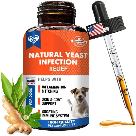 HKM-5696957 Natural Yeast Infection Relief for Dogs - Itchy Skin & Ear Treatment Drops, Reduces Inflammation & Irritation, Promotes Skin Health