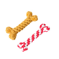 HKM-5697725 Durable Cotton Rope Dog Toy Bone for Chewing and Tugging, 15cm