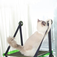 HKM-5698493 Window Sill Cat Hammock with Suction Cups - Comfortable Pet Bed in Green and Blue, Holds up to 35 kg