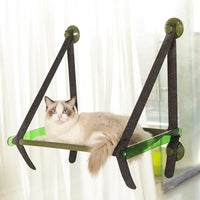HKM-5698493 Window Sill Cat Hammock with Suction Cups - Comfortable Pet Bed in Green and Blue, Holds up to 35 kg