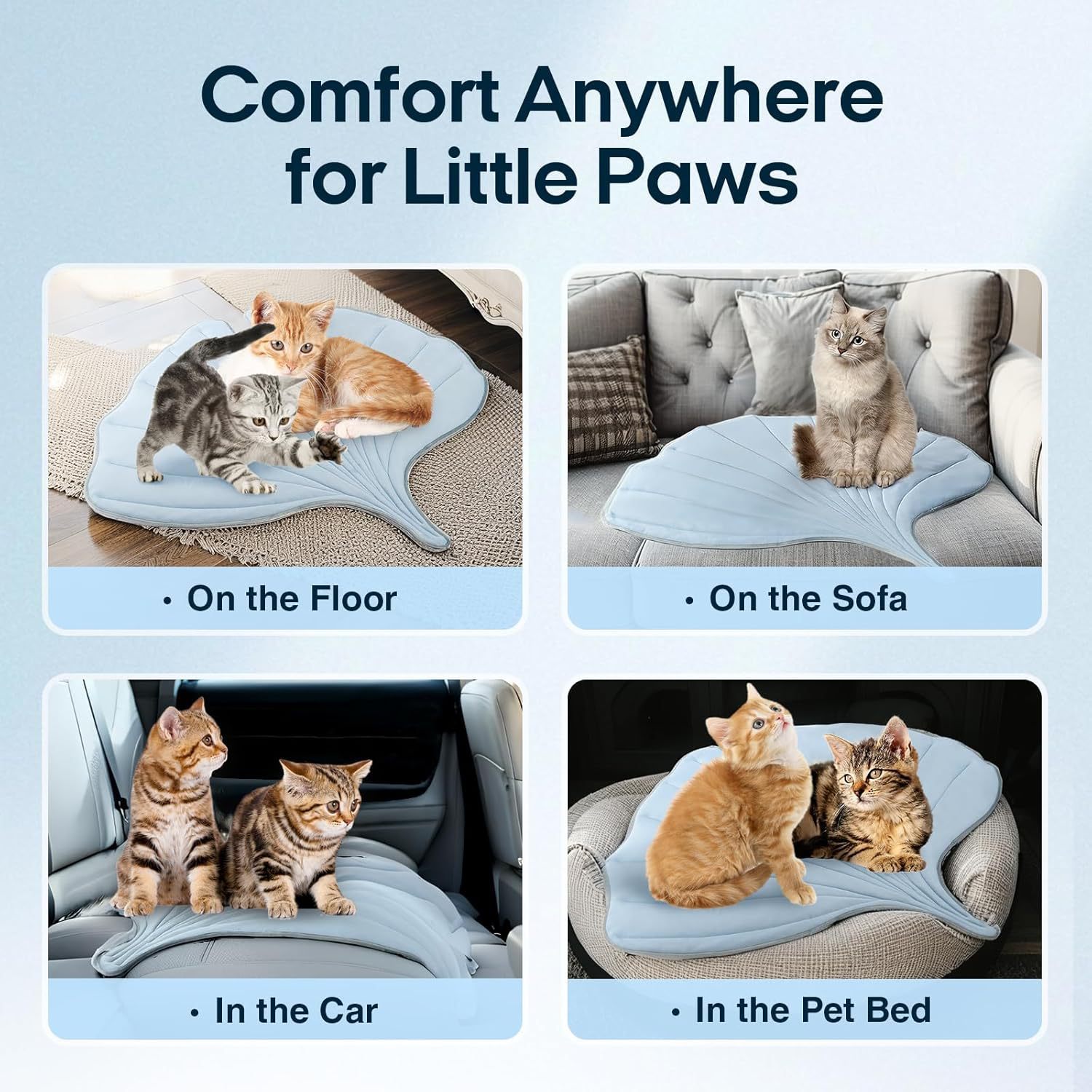HKM-5698749 Summer Cat Ice Pad Pet Mat in Ginkgo Leaf Design - Available in Light Blue and Light Green Colors